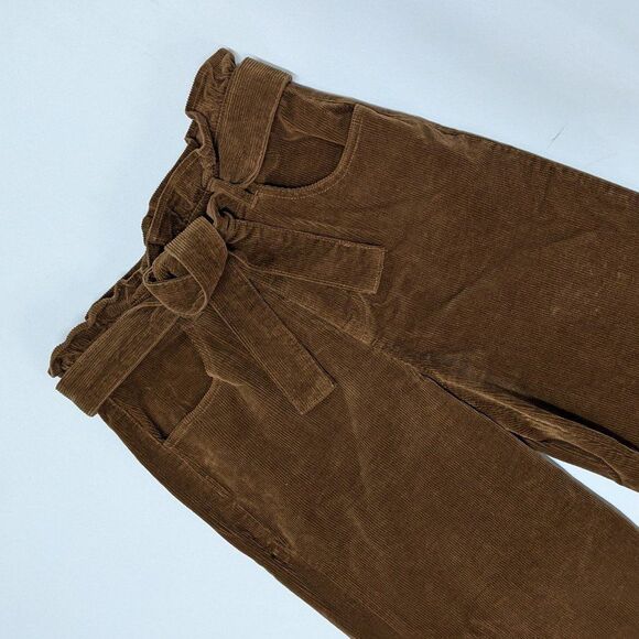 TGLA Small Brown Belted Corduroy Wide Leg Capris pants - Picture 3 of 9